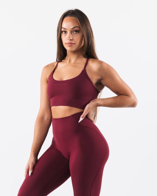 sujetador largo con tiras aura mujer Alphalete 08R828 ropa grulla roja