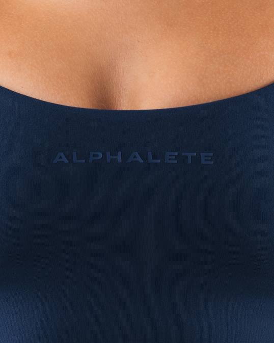 sujetador largo con tiras aura mujer Alphalete 08R837 ropa azul tinta