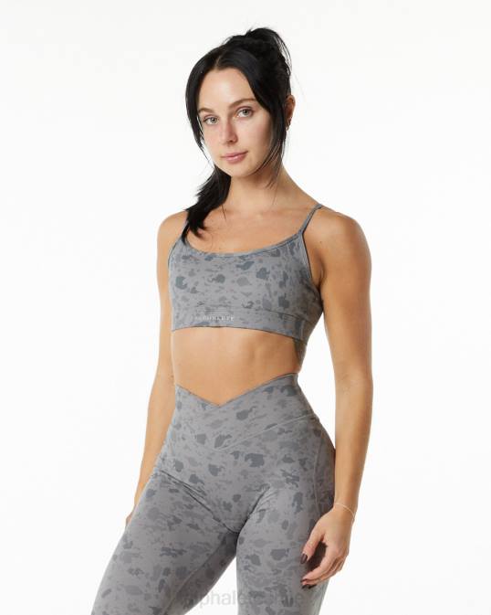 sujetador sin límites de superficie mujer Alphalete 08R8148 ropa estampado de guijarros gris piedra