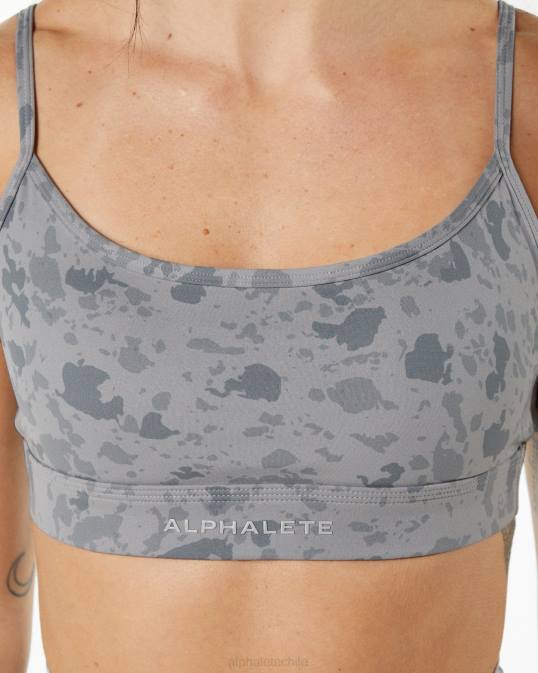 sujetador sin límites de superficie mujer Alphalete 08R8148 ropa estampado de guijarros gris piedra