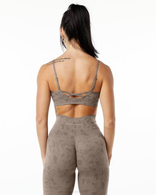 sujetador sin límites de superficie mujer Alphalete 08R8149 ropa estampado de guijarros marrón moca