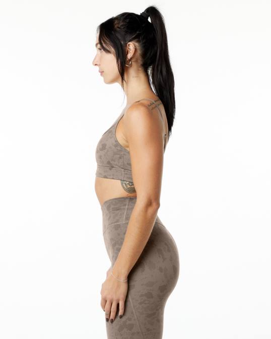 sujetador sin límites de superficie mujer Alphalete 08R8149 ropa estampado de guijarros marrón moca