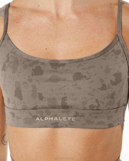 sujetador sin límites de superficie mujer Alphalete 08R8149 ropa estampado de guijarros marrón moca