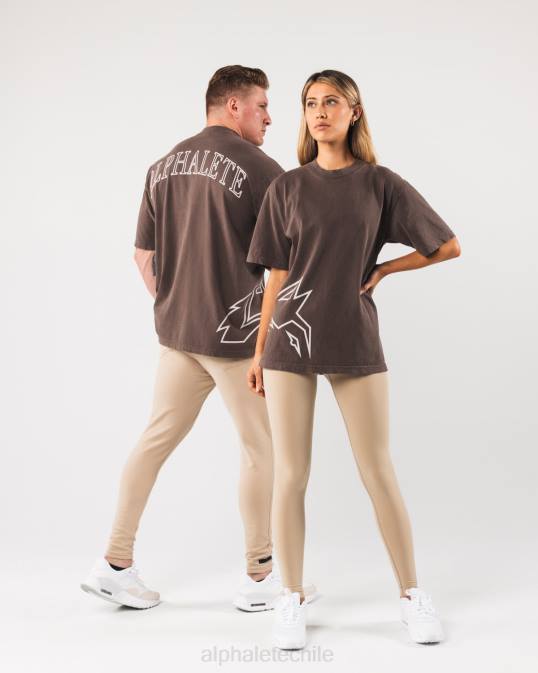 camiseta con cabeza de lobo gigante unisexo Alphalete 08R8225 ropa clavo marrón