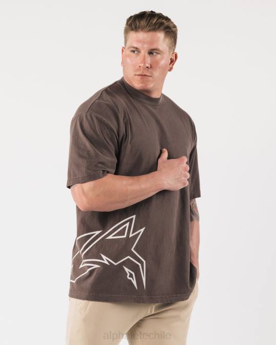 camiseta con cabeza de lobo gigante unisexo Alphalete 08R8225 ropa clavo marrón