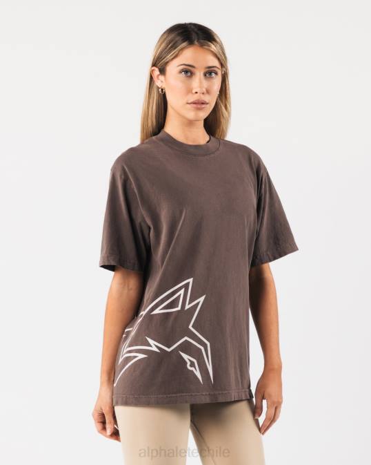 camiseta con cabeza de lobo gigante unisexo Alphalete 08R8225 ropa clavo marrón