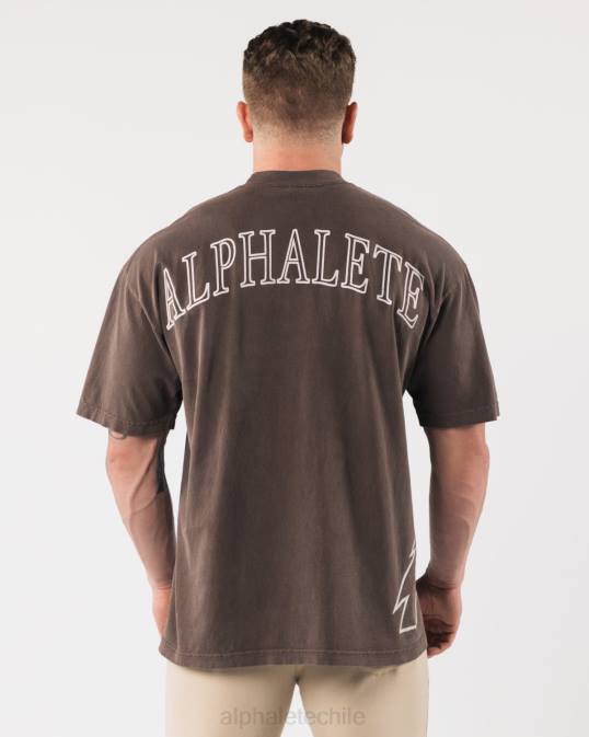camiseta con cabeza de lobo gigante unisexo Alphalete 08R8225 ropa clavo marrón