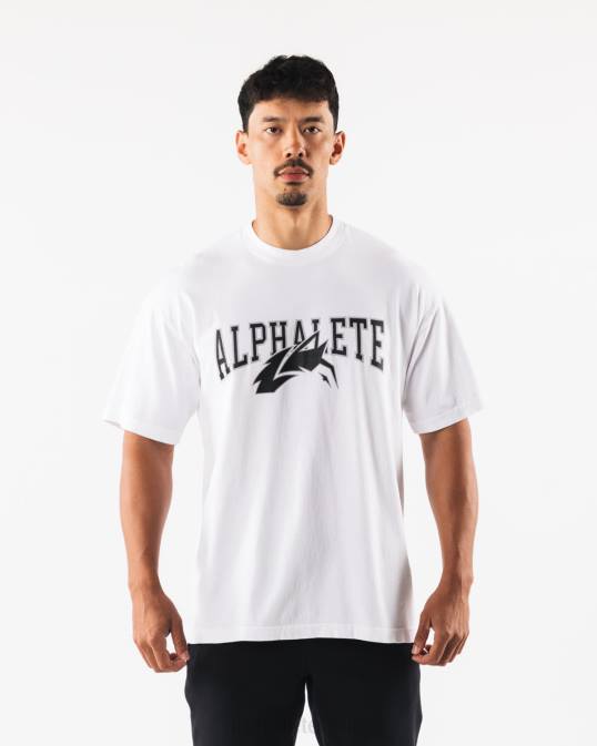 camiseta con cabeza de lobo unisexo Alphalete 08R8231 ropa blanco negro