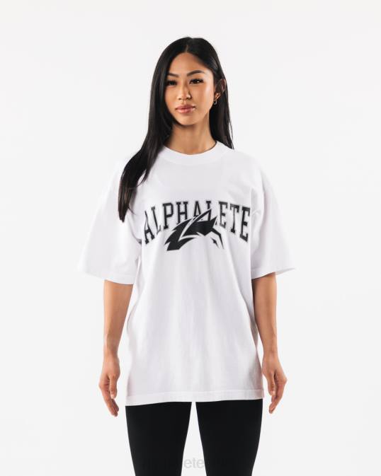 camiseta con cabeza de lobo unisexo Alphalete 08R8231 ropa blanco negro