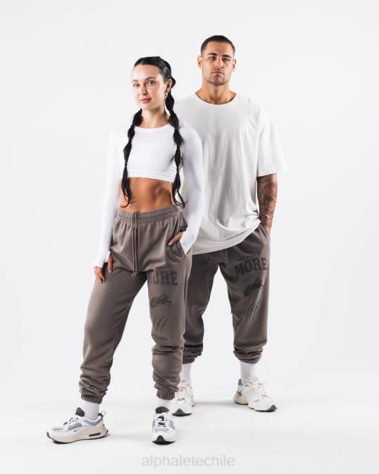 joggers con gráfico teñido tierra unisexo Alphalete 08R8458 ropa gris ceniza